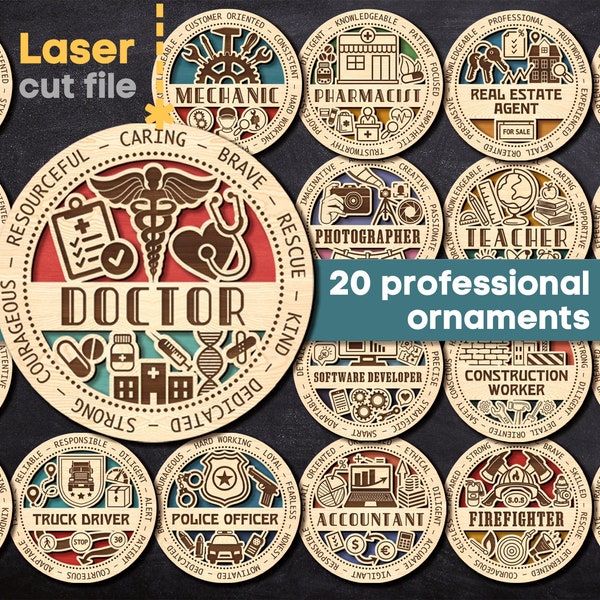 20 professionelle Ornamente SVG Bundle Laser geschnitten Datei für Glowforge Doctor Feuerwehr Polizei Medal Award SVG Dxf Ai Pdf Cdr SOFORT DOWNLOAD