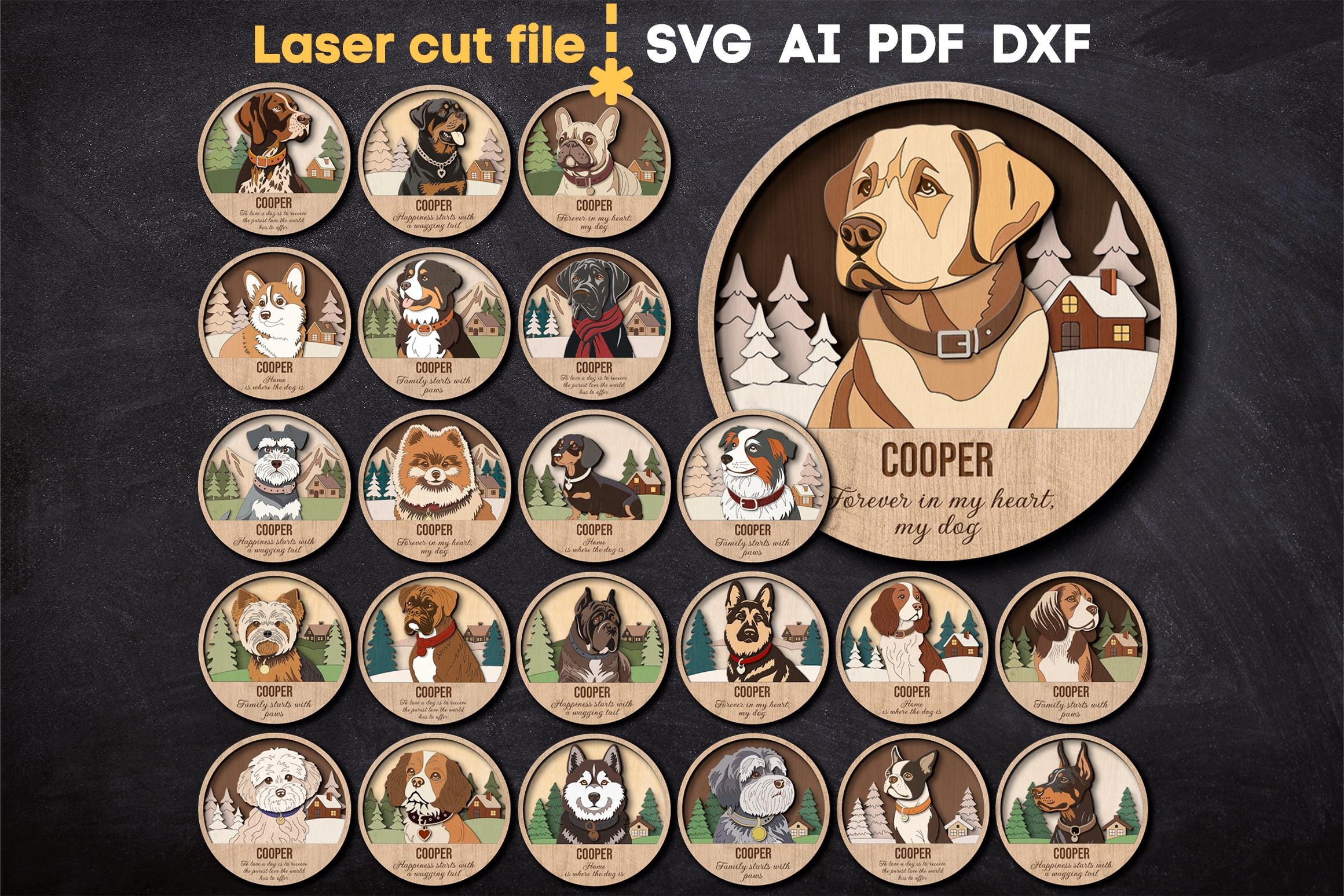 Dog - Laser Cut Out Unfinished Wood Craft Shape DOG60 Dog - Laser Cut Out Unfinished Wood Craft Shape DOG60