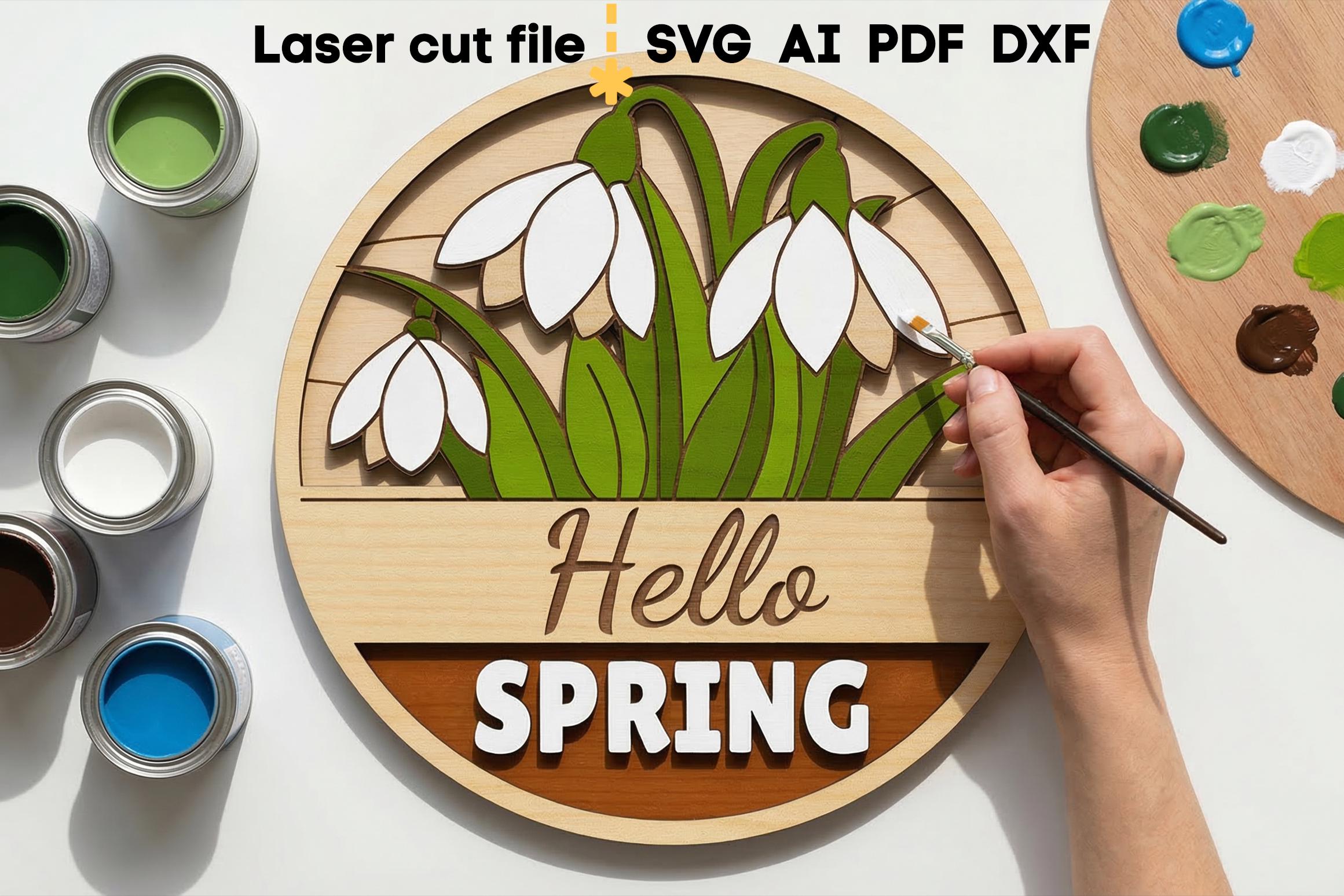 Hello Spring SVG Bundle. Laser Cut File for Glowforge, Flowers Tulips ...