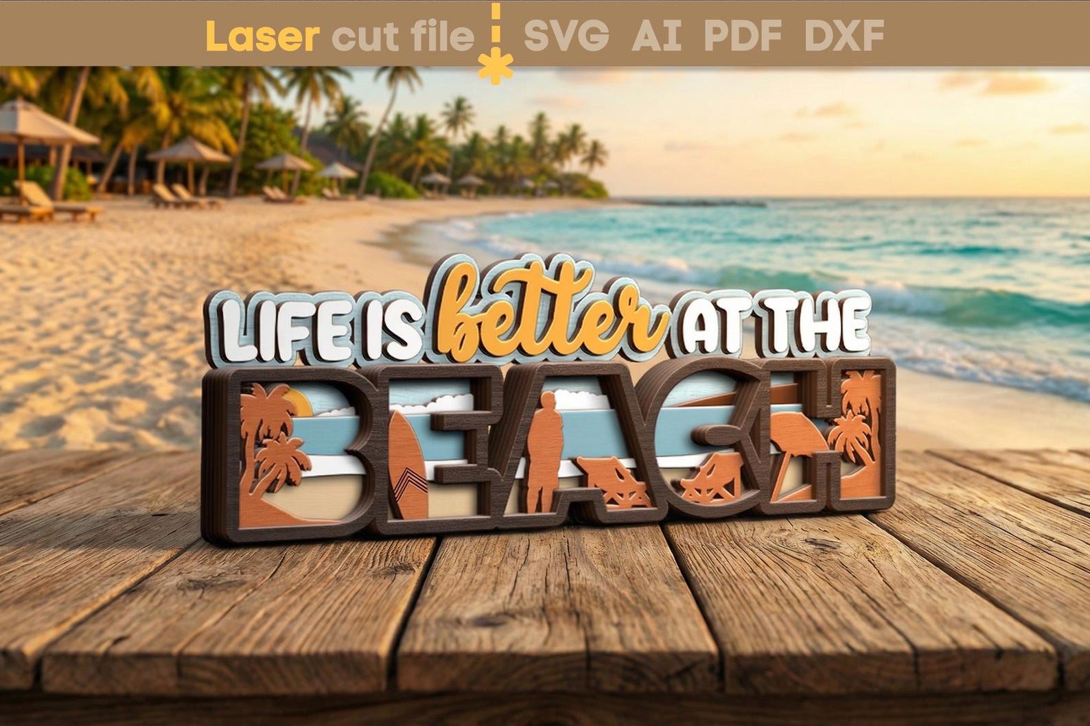 Beach Tree Cd R 7 Life Quotes SVG Bundle. Laser Cut File for Glowforge, Life is Better ...