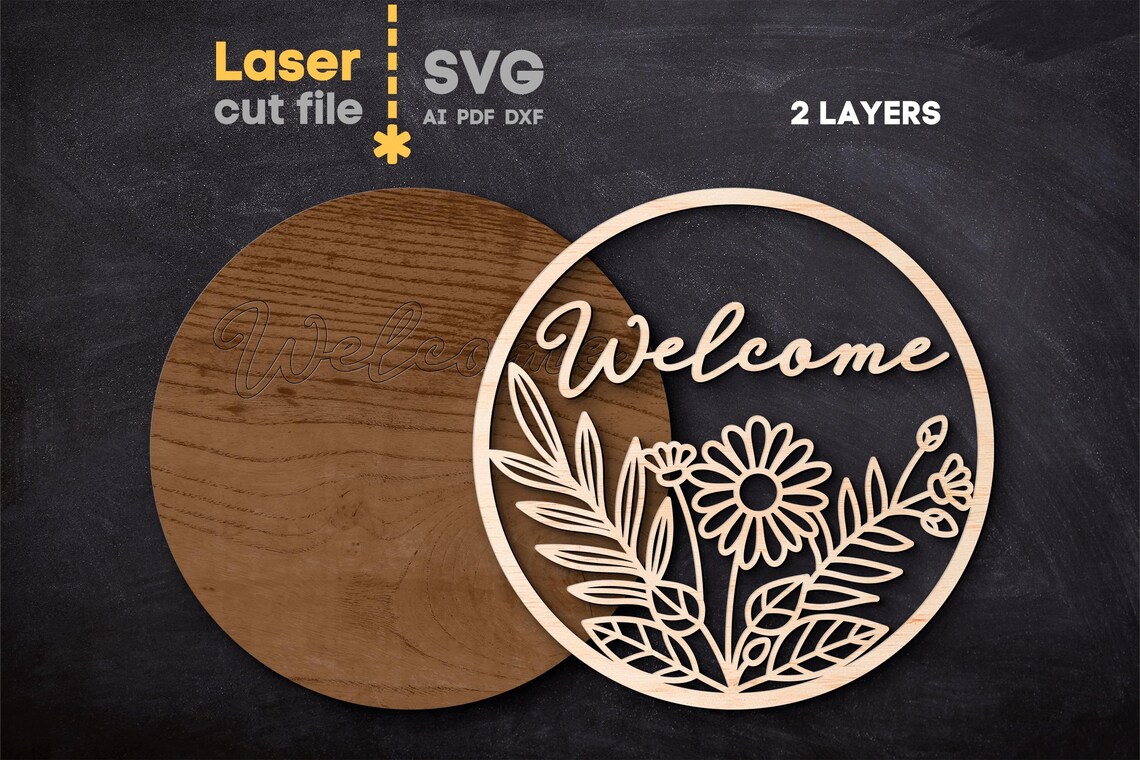 Spring Welcome SVG Bundle. Laser Cut File for Glowforge, Flowers Door ...