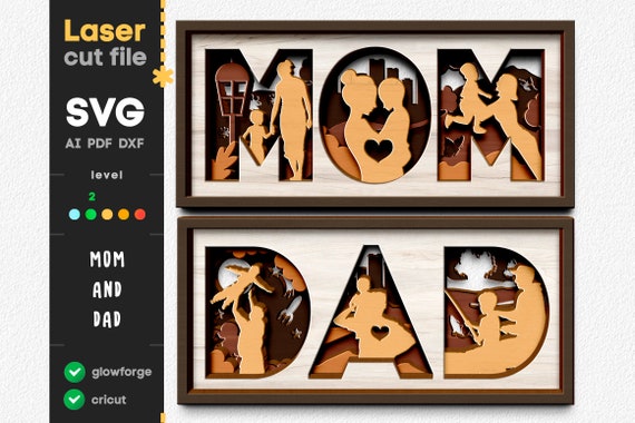 Mom Dad SVG Bundle. Laser Cut File for Glowforge Cricut - Etsy