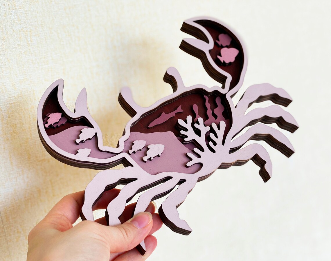 Crab. Laser cut files. Collection Sea creatures. Etsy