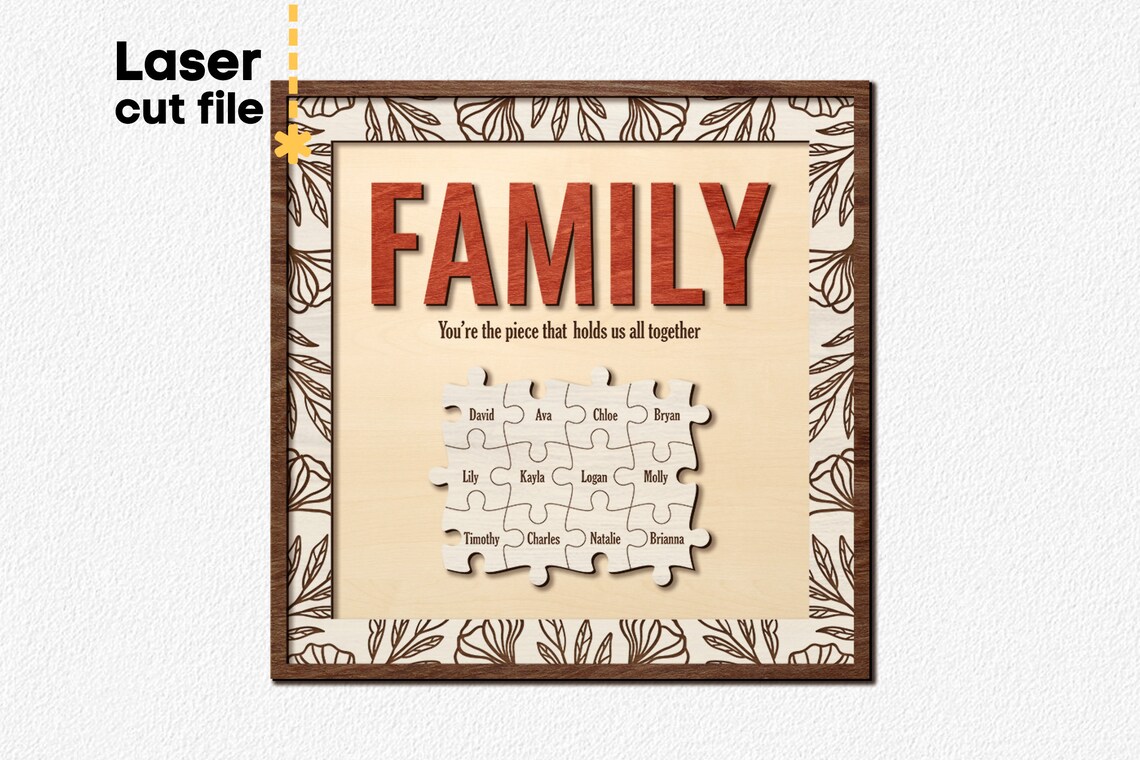 Family Tree Puzzle SVG Bundle. Laser Cut File for Etsy