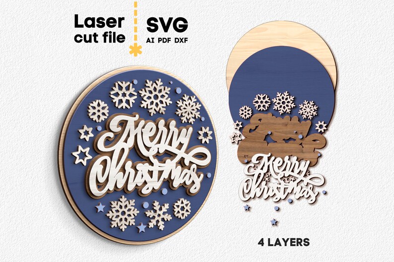 Christmas SVG. Laser Cut File for Glowforge Cricut. Merry Christmas ...