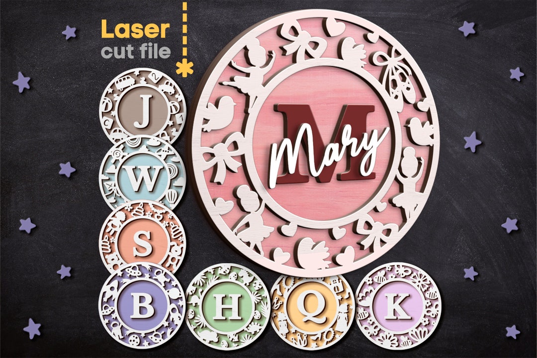 Baby Name Sign SVG Bundle. Laser Cut File for Glowforge, Set Nursery ...