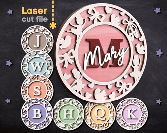 Baby Name Sign SVG Bundle. Laser Cut File for Glowforge, Set Nursery ...