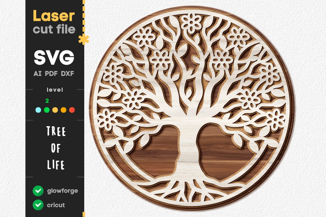 Tree of Life SVG . Laser Cut File for Glowforge Cricut, Tree Silhouette ...