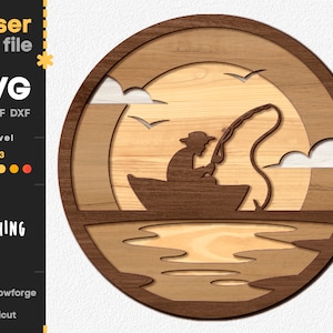 Pesca SVG. Archivo de corte láser para Glowforge Cricut, Svg Dxf Ai Pdf Cdr, DESCARGA INSTANTÁNEA