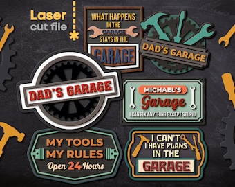 Garage SVG Bundle. Laser cut file for Glowforge, Cricut. Father's day Welcome Sign Decor Ornament Silhouette Svg Dxf Ai Pdf INSTANT DOWNLOAD