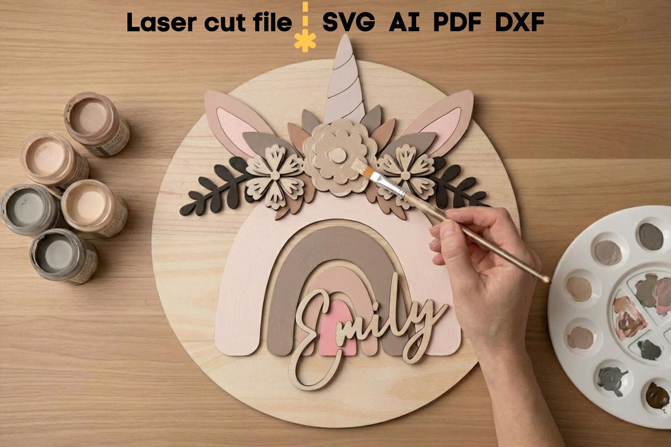 Baby Name Sign SVG Bundle. Laser Cut File for Glowforge, Rainbow ...