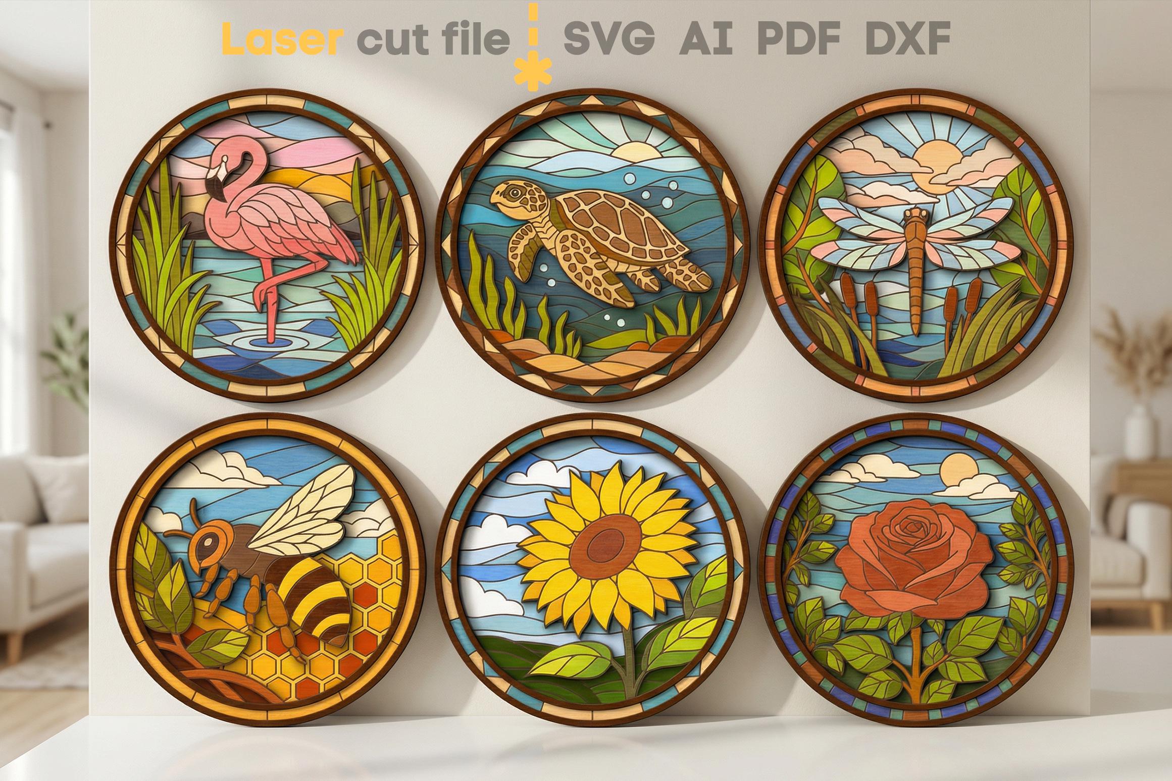 Nature Painting SVG Bundle. Laser Cut File for Glowforge, Sunflower ...