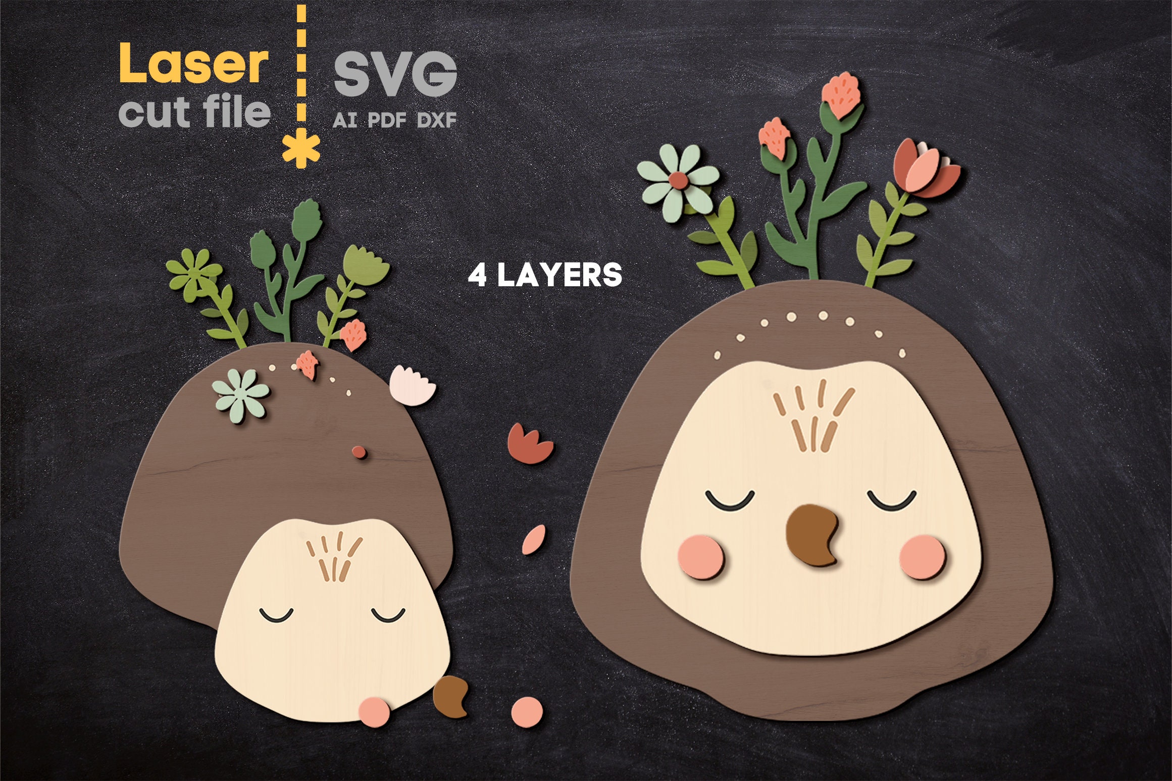 Animals With Flowers SVG Bundle. Laser Cut File for Glowforge, Deer ...
