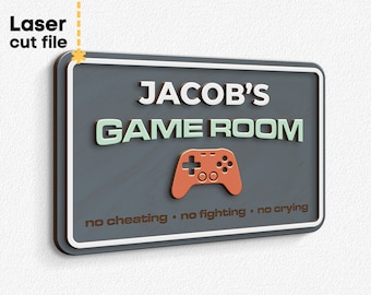 Gaming zone SVG Laser cut file for Glowforge Cricut Custom name room gamer controller Welcome Sign Decor Svg Dxf Ai Pdf INSTANT DOWNLOAD
