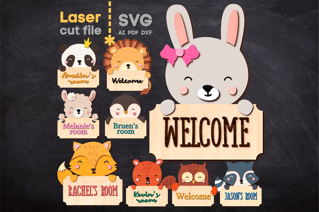 Baby Name Sign SVG Bundle. Laser Cut File for Glowforge, Set Nursery ...