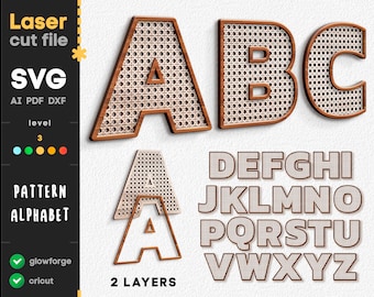 Alphabet Rattan Cane SVG. Laser cut file for Glowforge Cricut, Rattan Cane Letter Monograms Swirls Svg Dxf Ai Pdf Cdr INSTANT DOWNLOAD