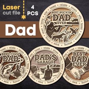 Father&#39;s day SVG Bundle. Laser cut file for Glowforge, Dad daddy papa Hunting Fishing sign Svg Dxf Ai Pdf Cdr, INSTANT DOWNLOAD