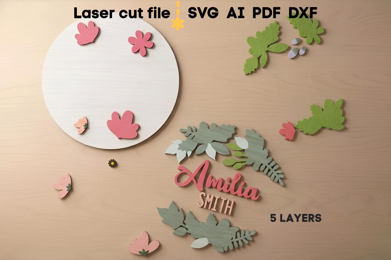 Flowers Baby Name Sign SVG. Laser Cut File for Glowforge, Girl Nursery ...