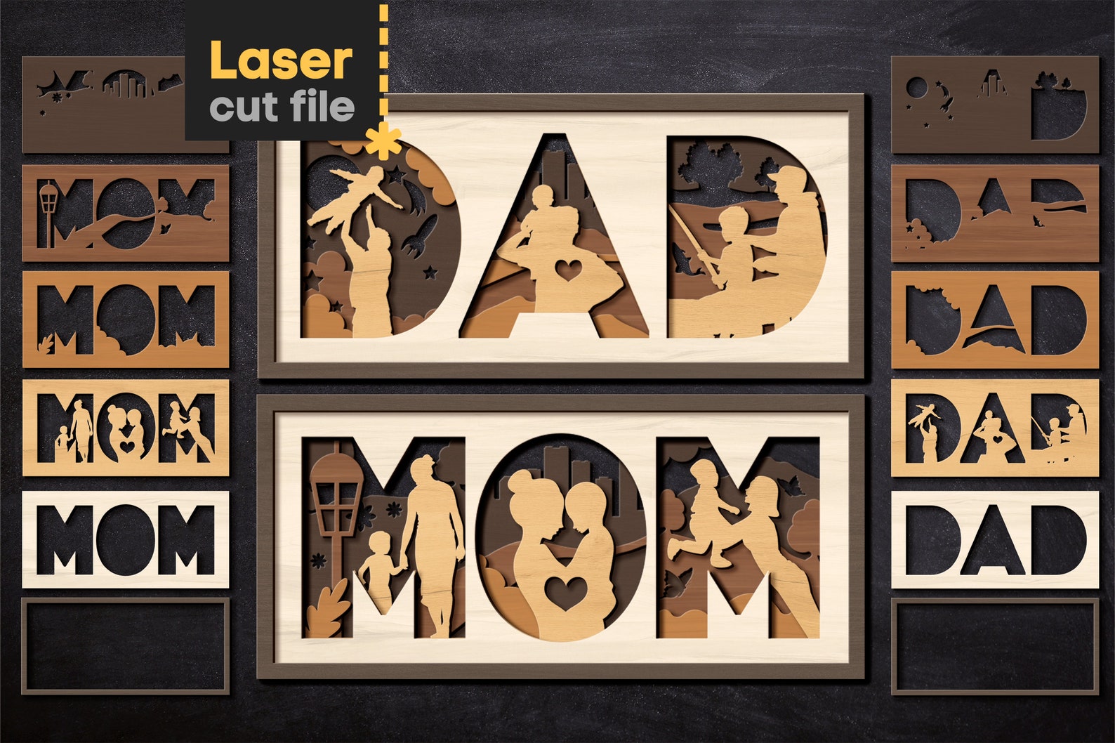 Mom Dad SVG Bundle. Laser Cut File for Glowforge Cricut, Mother's Day ...
