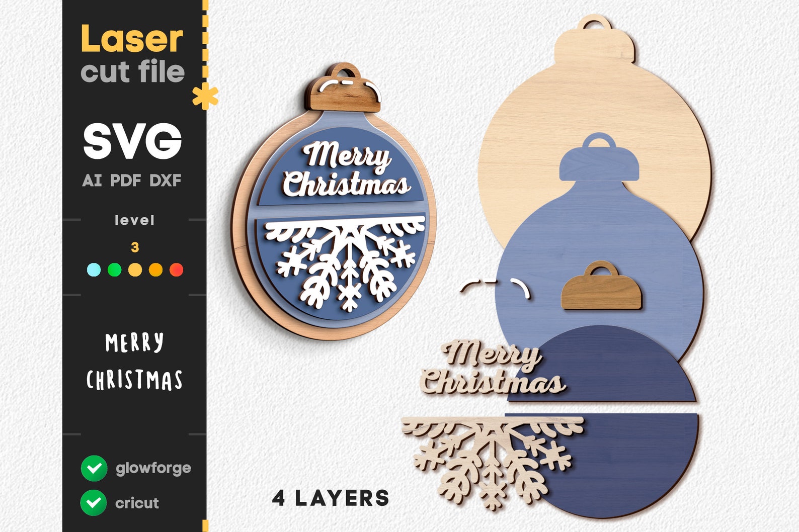 Christmas SVG. Laser Cut File for Glowforge Cricut. Merry - Etsy