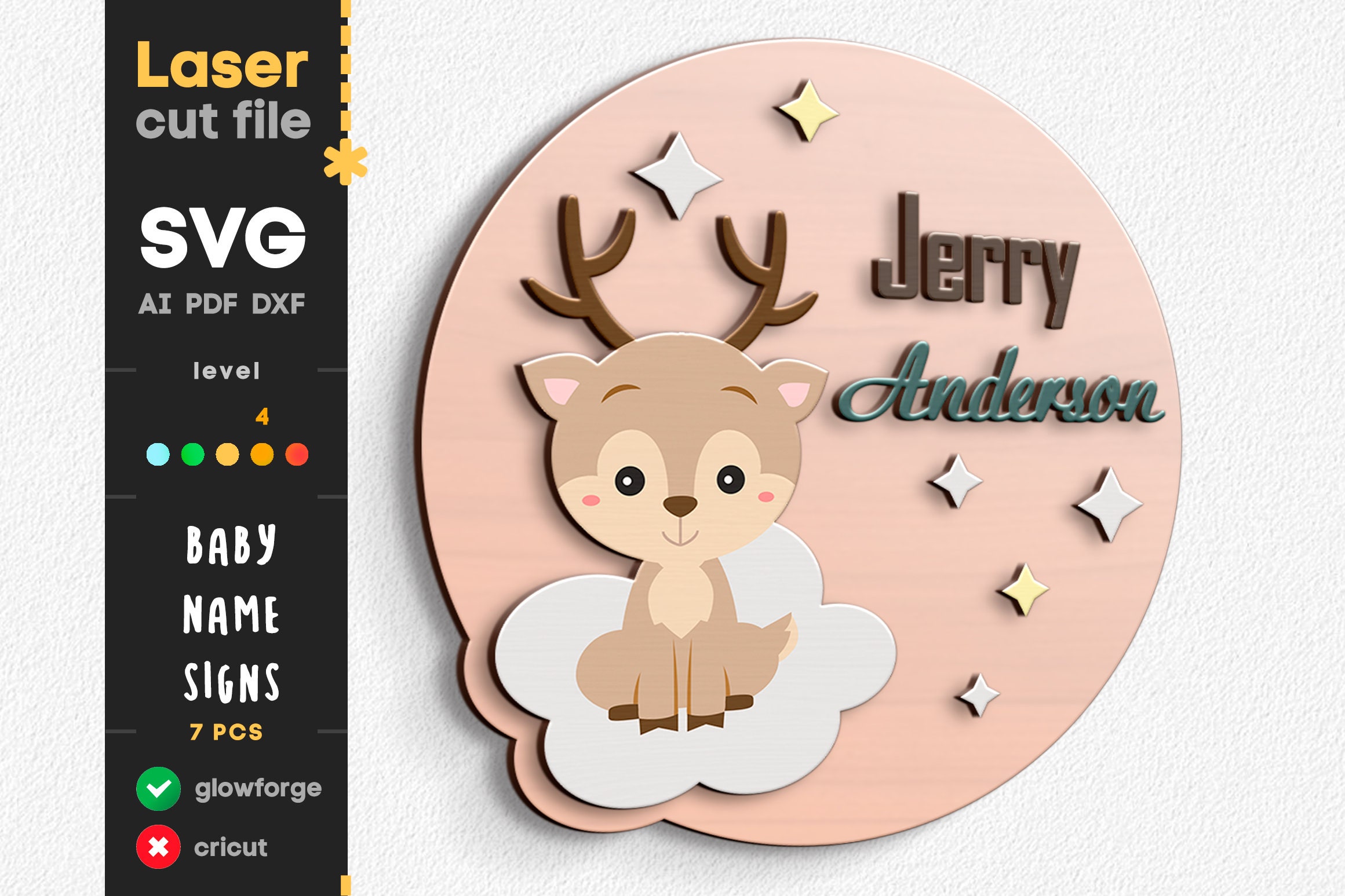 Baby Name Sign SVG Bundle. Laser Cut File for Glowforge Set - Etsy