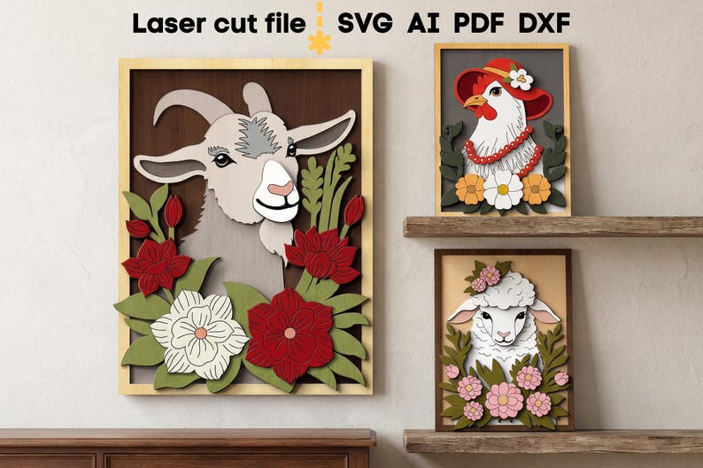 Farm Animals SVG Bundle. Laser Cut File for Glowforge, Goat Cow Sheep ...