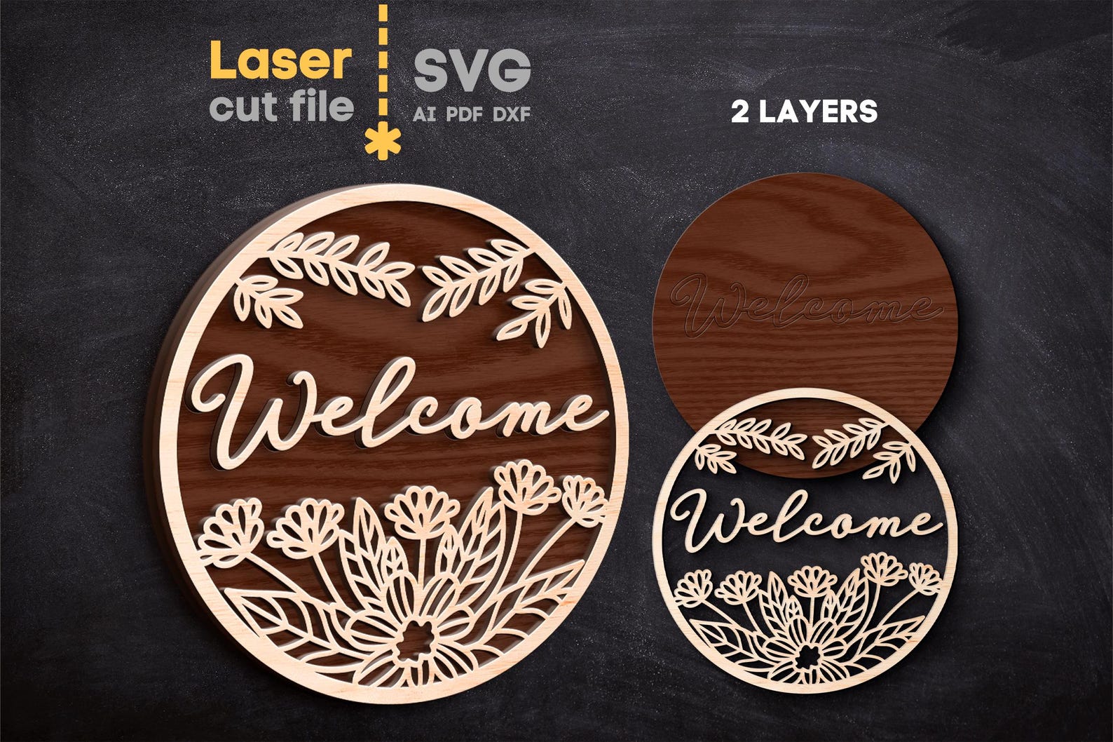 Spring Welcome SVG Bundle. Laser Cut File for Glowforge, Flowers Door ...