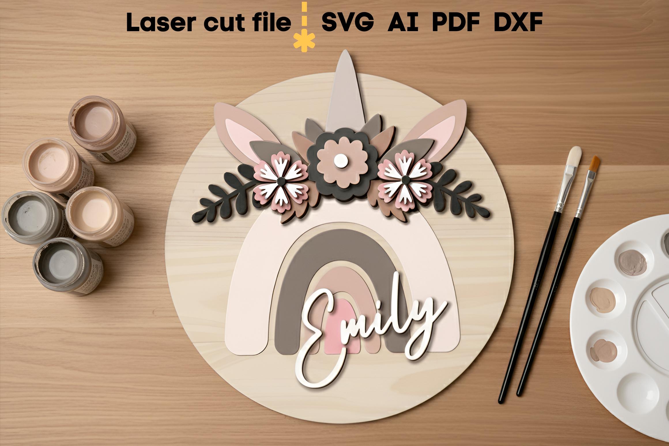 Baby Name Sign SVG Bundle. Laser Cut File for Glowforge, Rainbow ...