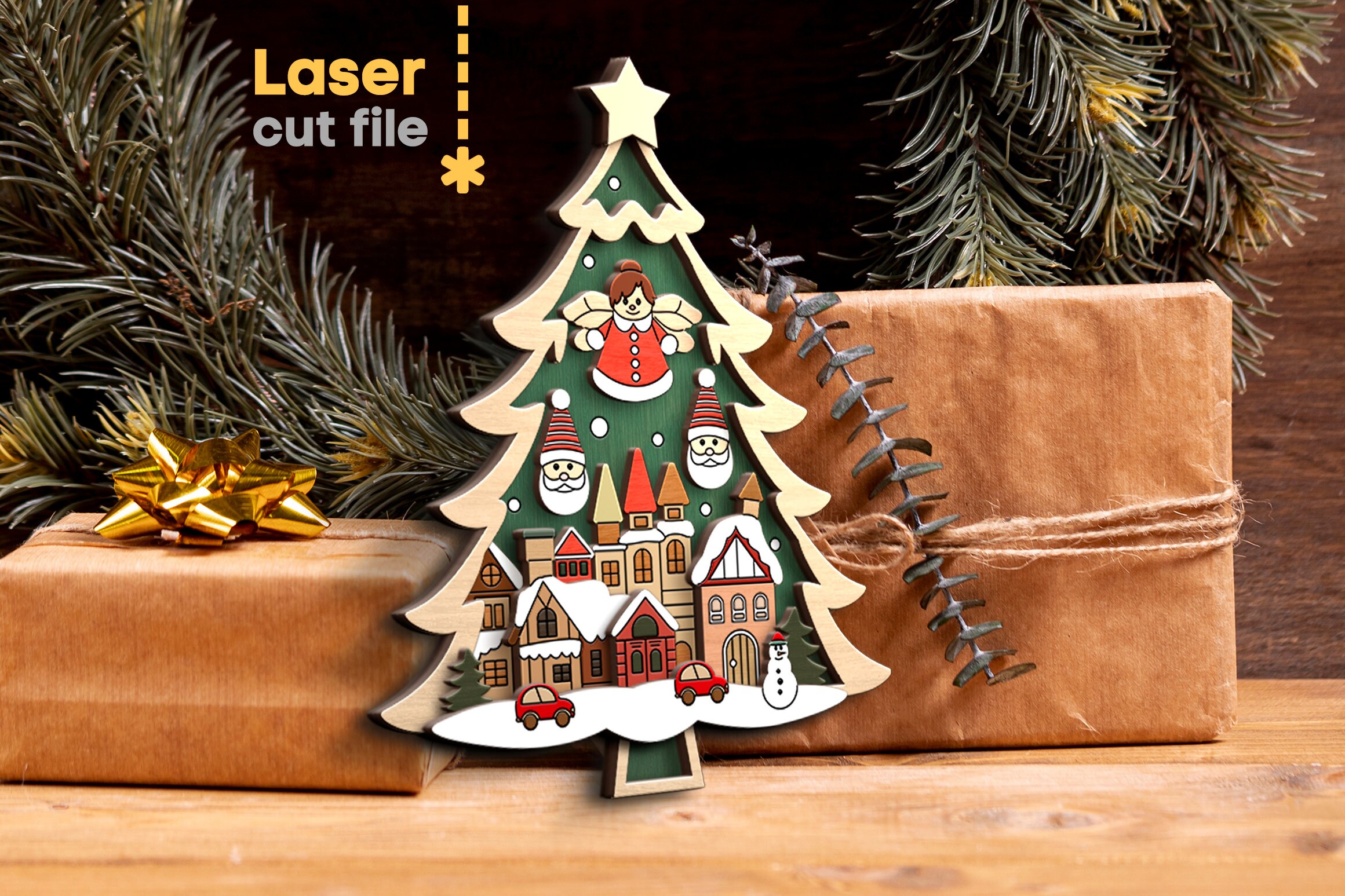 Merry Christmas SVG Bundle. Laser Cut File for Glowforge, Santa Winter ...