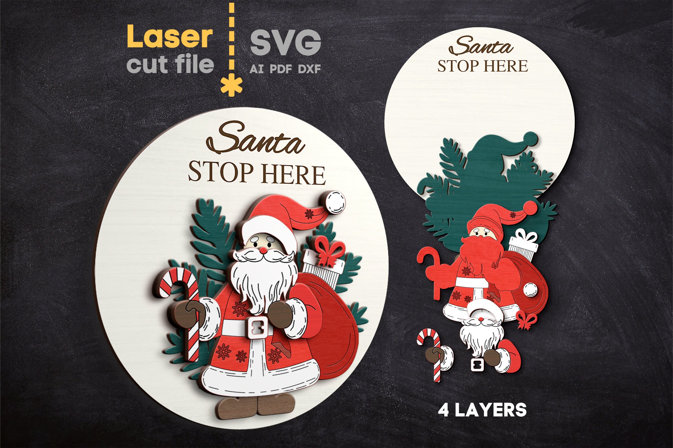 Merry Christmas SVG Bundle. Laser Cut File for Glowforge, Santa Present ...