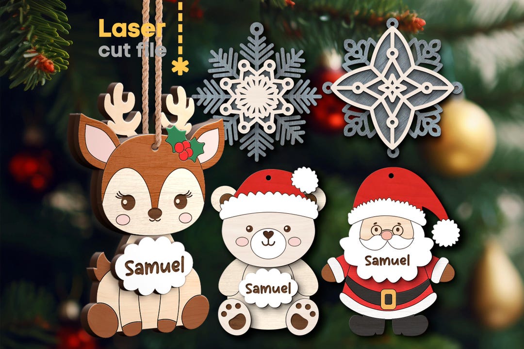 Christmas Tree Toys SVG Bundle. Laser Cut File for Glowforge, Santa ...