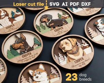 Dogs SVG Bundle. Laser cut file for Glowforge, Dog Breeds Corgi Labrador Husky Pet Quote Name Memorial, Svg Dxf Ai Pdf Cdr, INSTANT DOWNLOAD