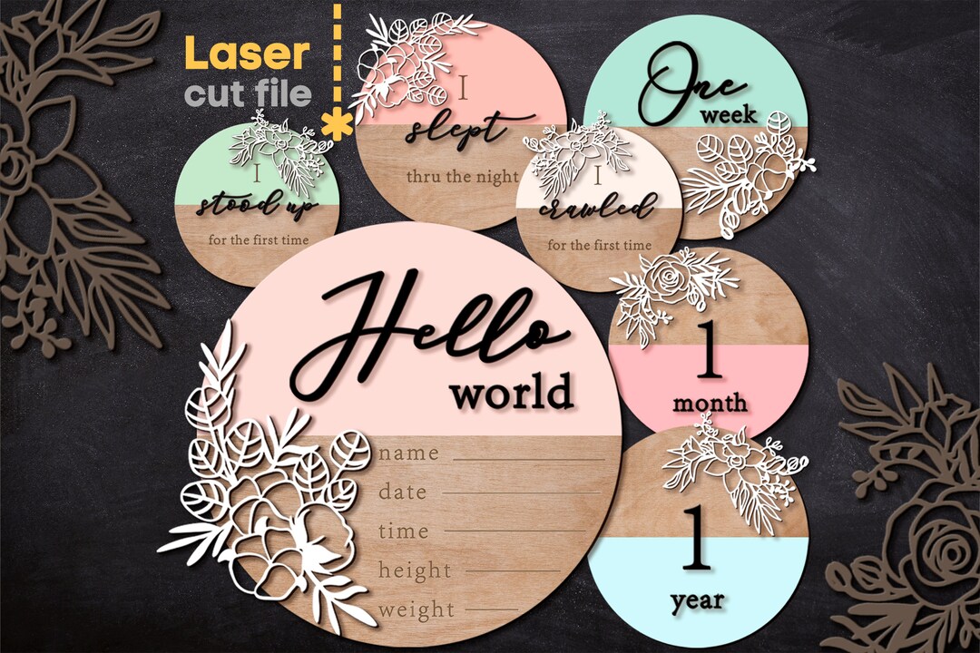 Monthly Milestone SVG. Laser Cut Files for Glowforge. Baby Milestone ...