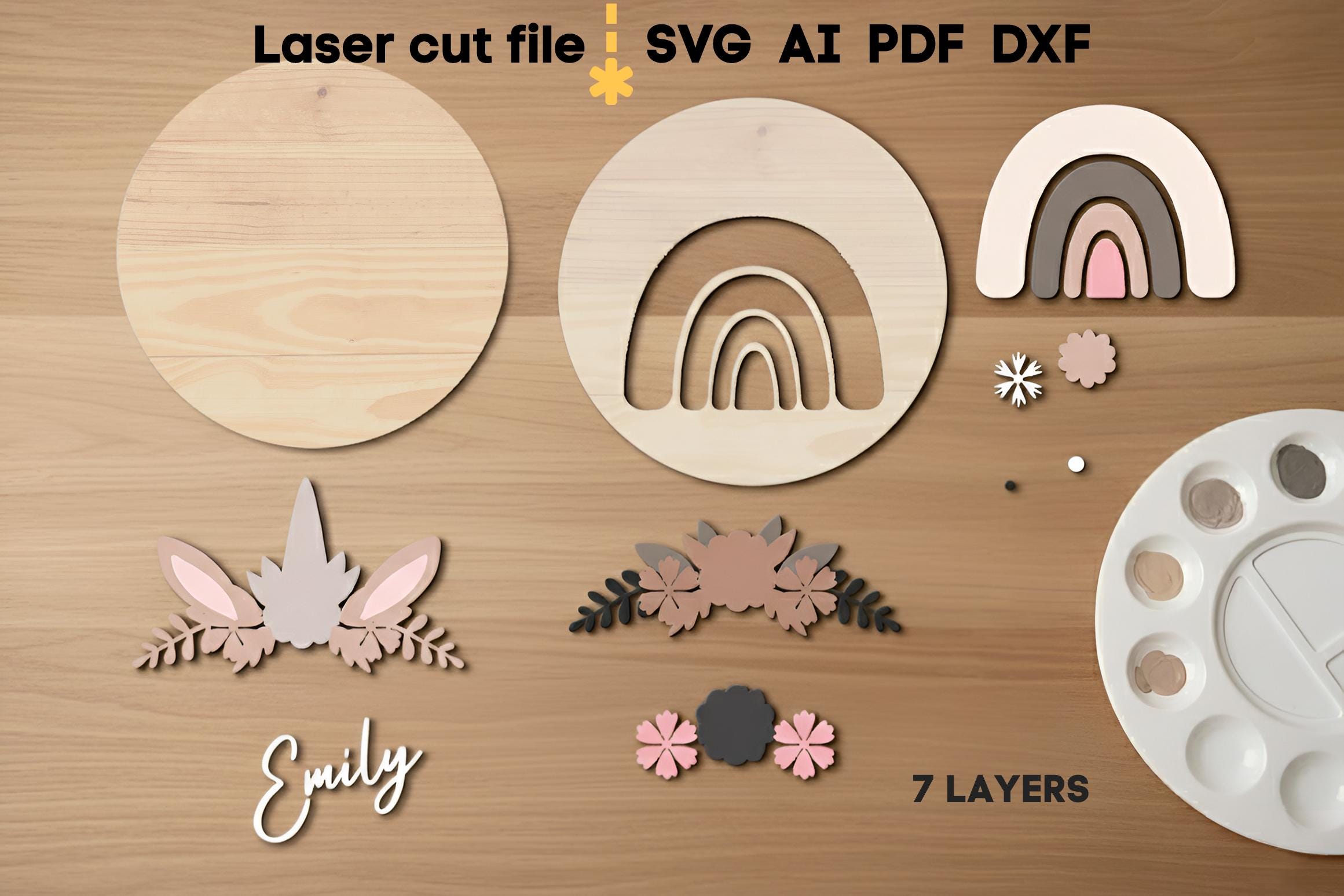 Baby Name Sign SVG Bundle. Laser Cut File for Glowforge, Rainbow ...