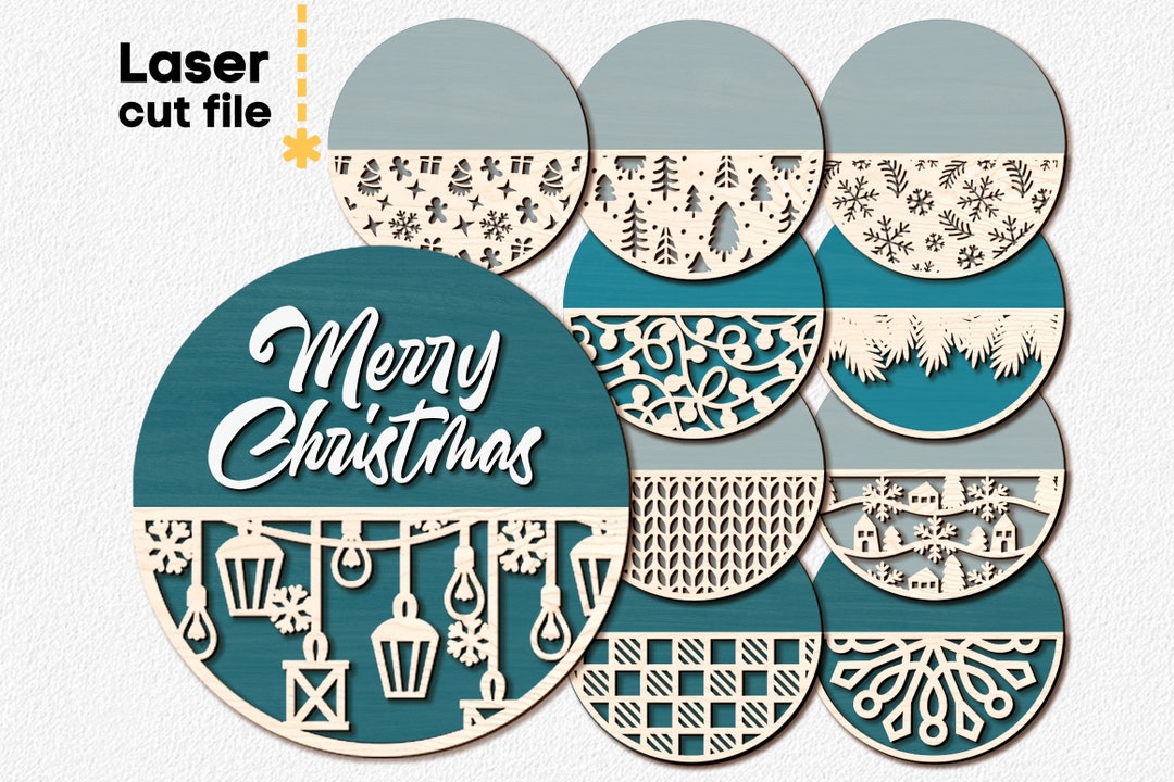 Door Hanger Christmas SVG Bundle Laser Cut File for Glowforge Cricut ...