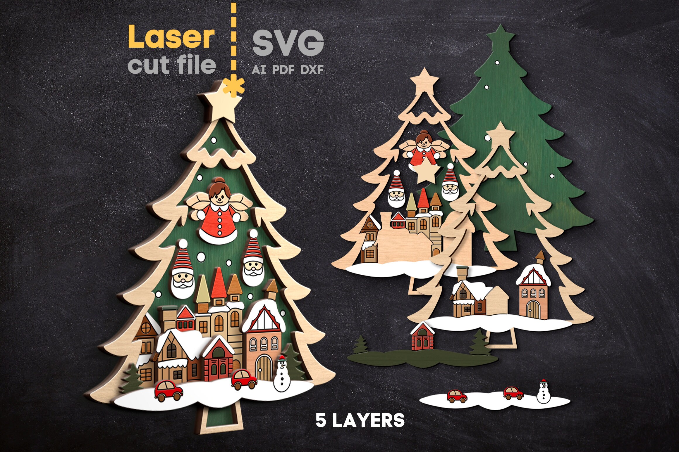 Merry Christmas SVG Bundle. Laser Cut File for Glowforge, Santa Winter ...