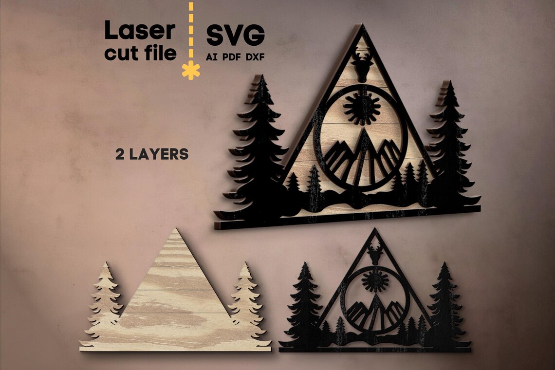 Forest Sign Dxf File Nature Sign SVG Bundle. Laser Cut File for Glowforge, Forest Bear Moth ...