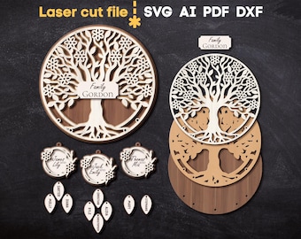Family Tree SVG. Laser cut file for Glowforge, Mother's Day Gift, Family Members Names, Dream Catcher, Svg Dxf Ai Pdf Cdr, INSTANT DOWNLOAD