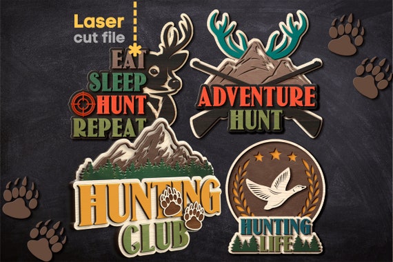 Hunting SVG Bundle Laser cut file for Glowforge Cricut Hunting club life Ornament Silhouette Fathers day Svg Dxf Ai Pdf Cdr INSTANT DOWNLOAD