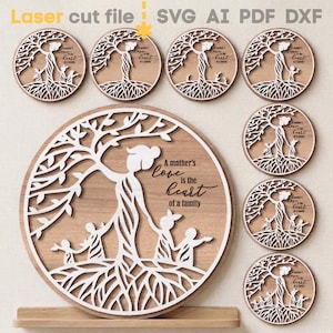Mors dag SVG-paket. Laserskuren fil för Glowforge Cricut, Mors dag-present mamma barn familj, Svg Dxf Ai Pdf Cdr, DIREKT NEDLADDNING