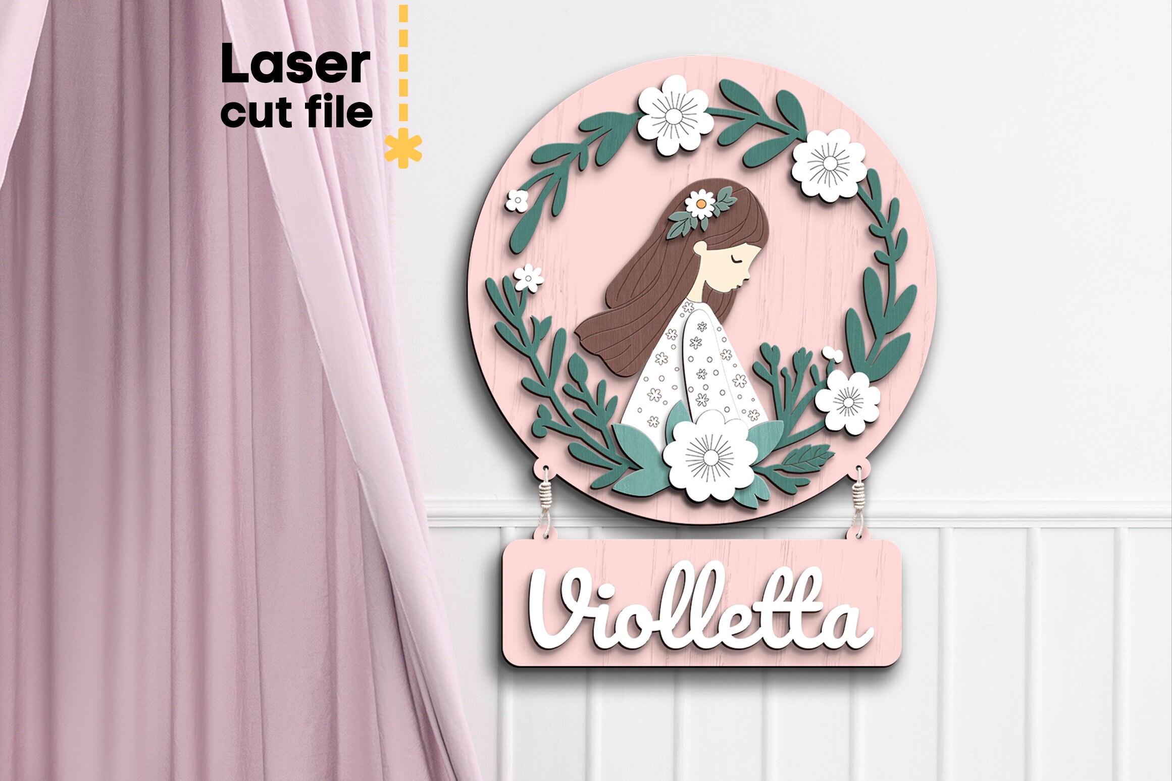 Girl Baby Name Sign SVG Bundle. Laser Cut File for Glowforge, Girl Name ...
