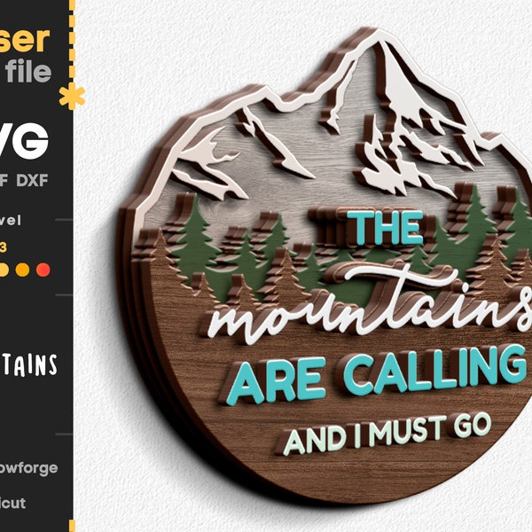 Mountains SVG signs. Laser cut file for Glowforge Cricut, The mountains are calling. Tent Forest Nature Svg Dxf Ai Pdf Cdr INSTANT DOWNLOAD