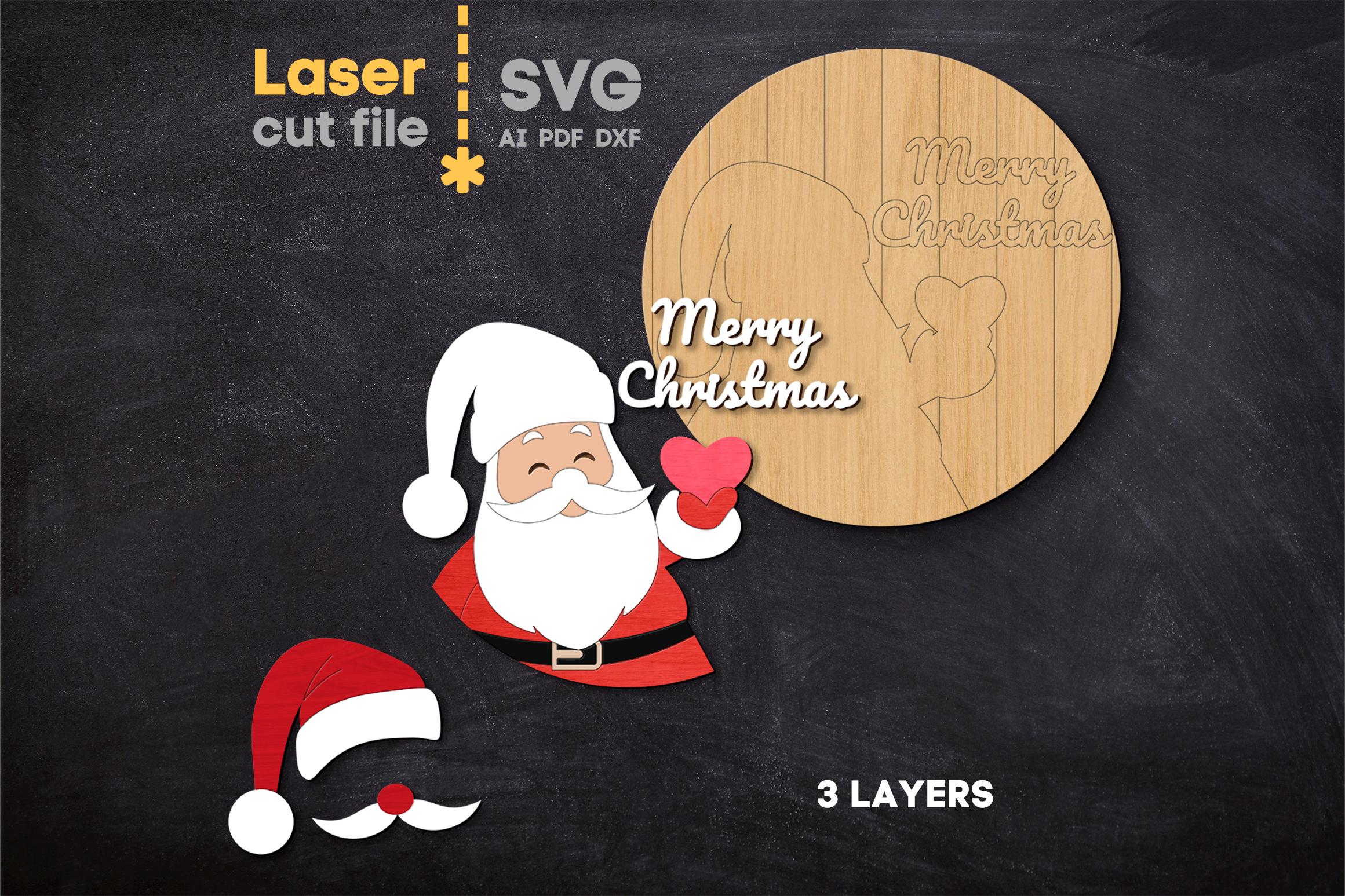 Merry Christmas SVG Bundle. Laser Cut File for Glowforge, Santa Red ...