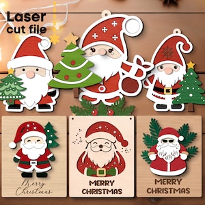 Pacchetto SVG del giocattolo dell'albero di Babbo Natale. File tagliato al laser per Glowforge, cartolina di buon Natale, gnomo, albero di Natale, Svg Dxf Ai Pdf DOWNLOAD immediato