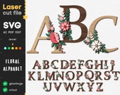 Flowers Alphabet SVG. Laser cut file for Glowforge Cricut, Letters Nature Letter Monograms Swirls Svg Dxf Ai Pdf Cdr INSTANT DOWNLOAD