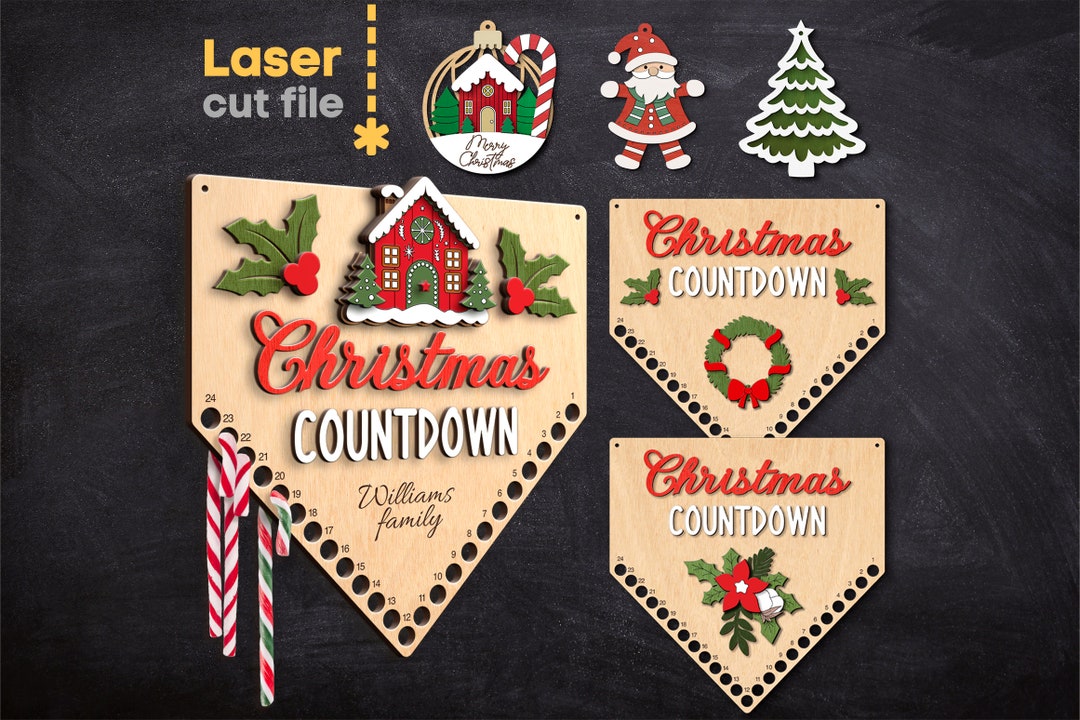 Christmas Countdown SVG Bundle. Laser Cut File for Glowforge, Santa ...