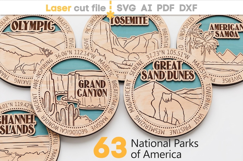 Wedding Card Design Ideas Cd R File 63 USA National Parks SVG Bundle. Laser Cut File for Glowforge, Nature ...