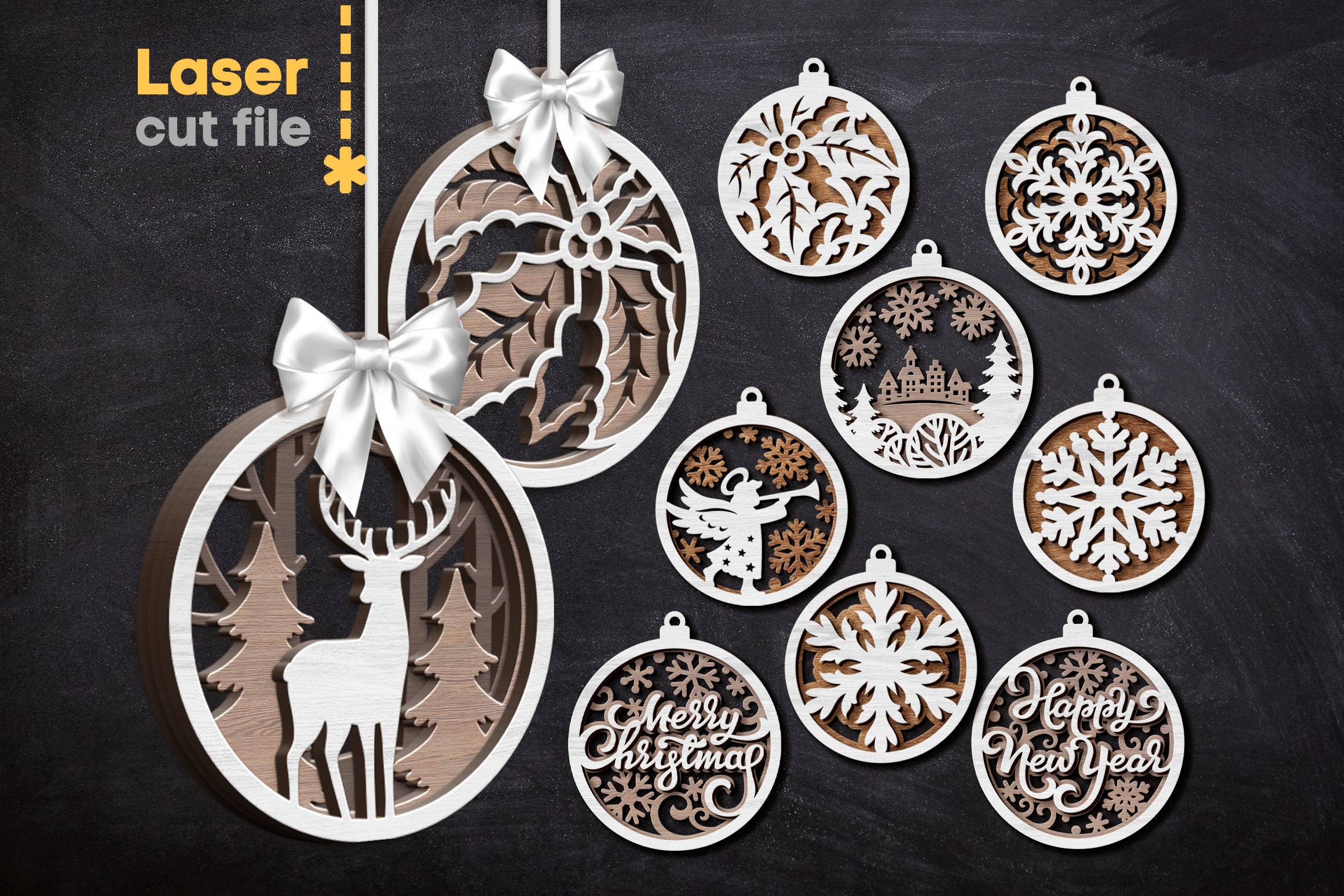 Christmas Tree Toys SVG Bundle Laser Cut File for Etsy