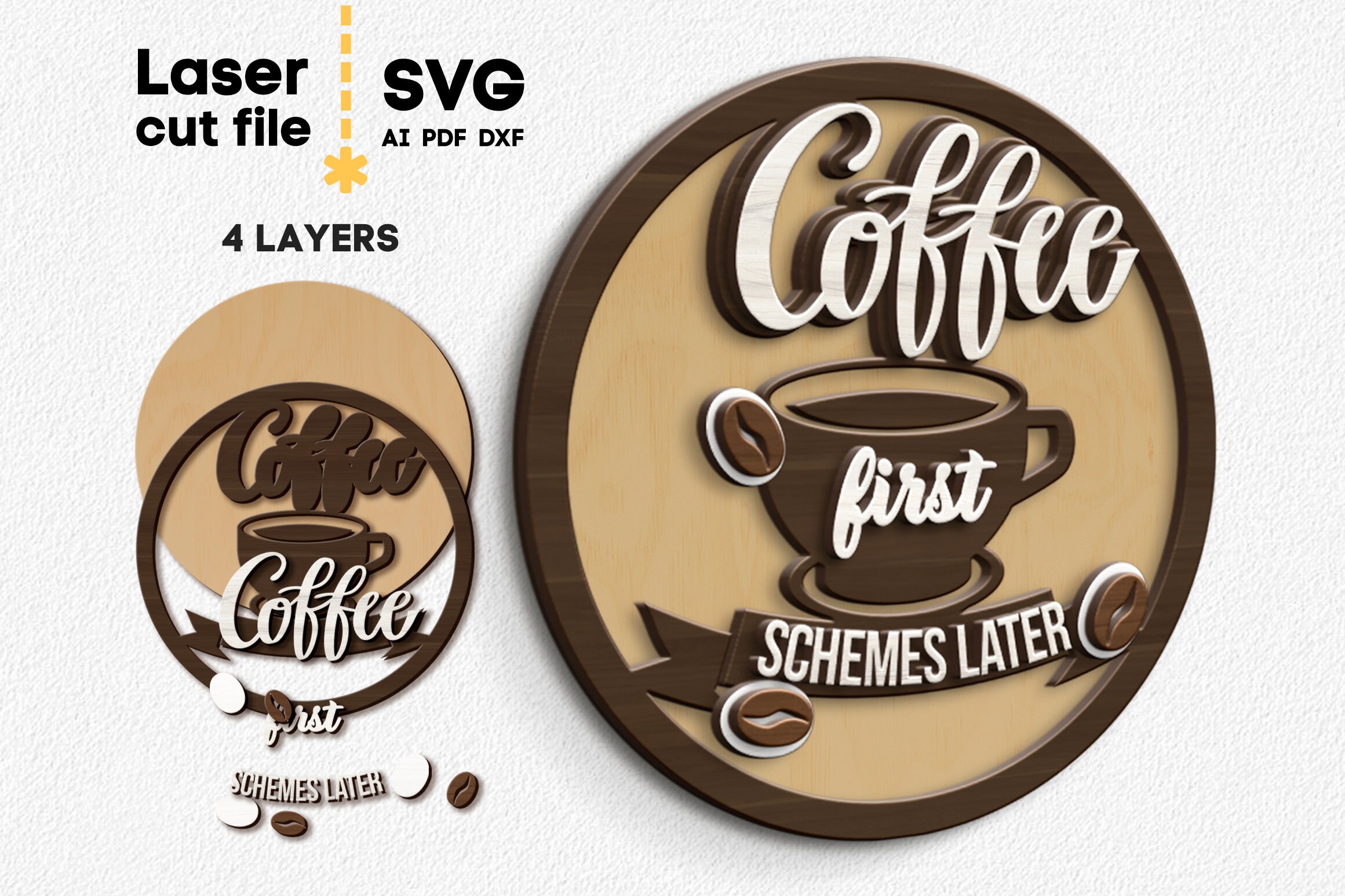 Coffee SVG Laser Cut File for Cricut Coffee Because Etsy