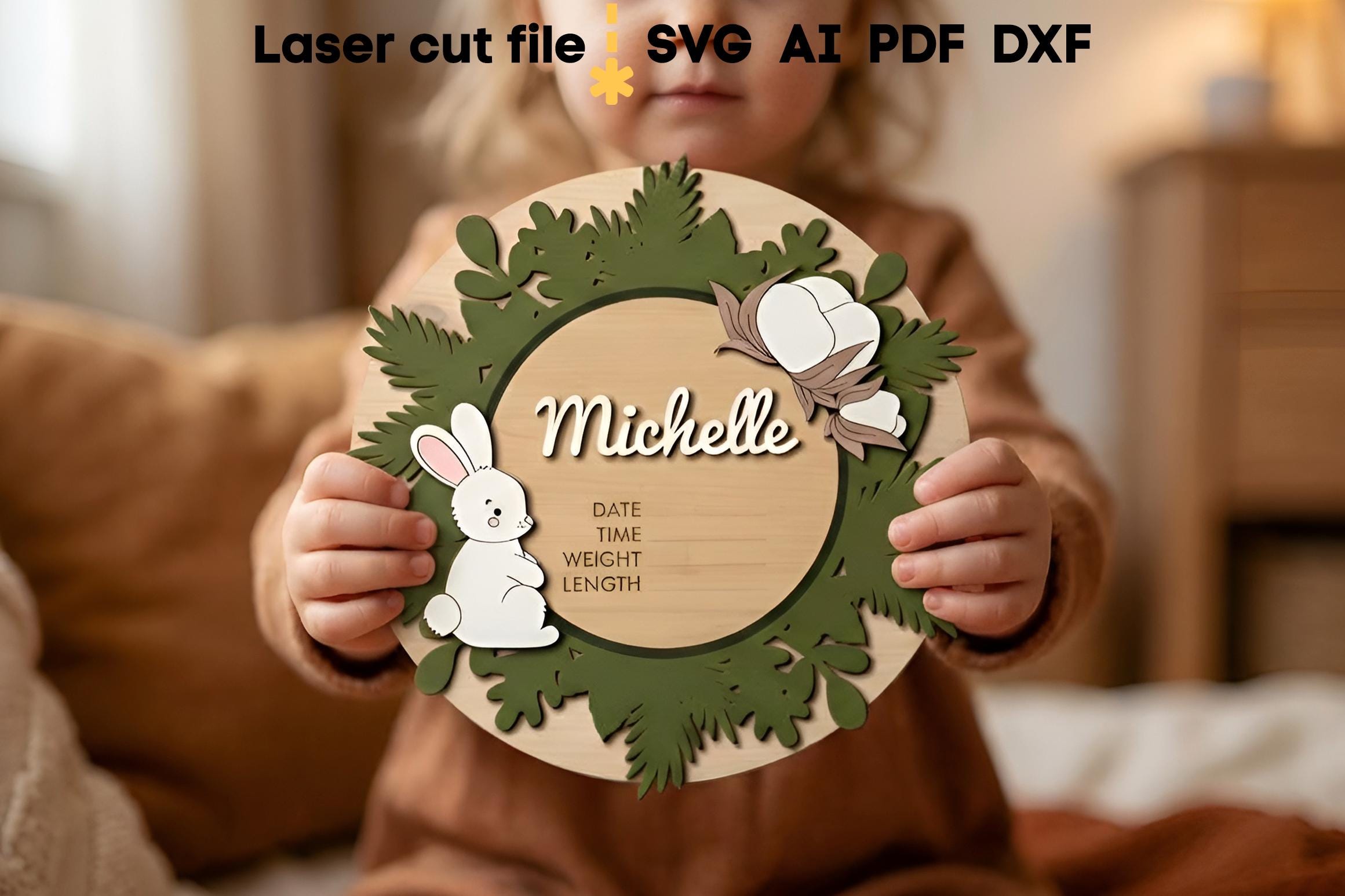 Baby Name Sign SVG Bundle. Laser Cut File for Glowforge, Koala, Nursery ...